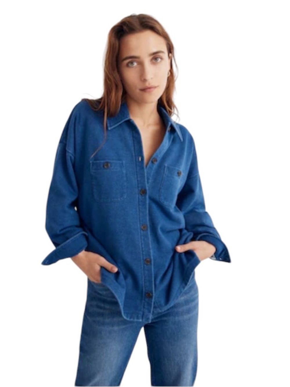 Madewell Heavyweight Indigo Terry Shirt-Jacket Blue Size S #2151